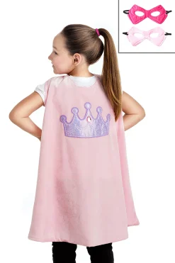 Super Hero>Little Adventures Pink Crown Cape & Mask Set