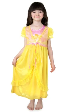 Nightgowns>Little Adventures Yellow Beauty Nightgown With Yellow Robe